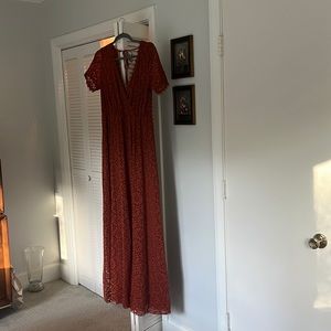 Burnt orange lace formal dress